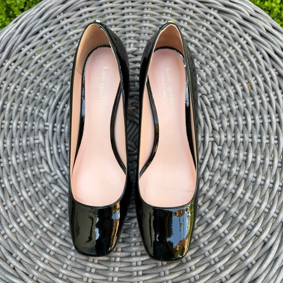 Kate Spade Kylah Square Toe Pump Black Patent Sz 7.5 - Picture 5 of 12